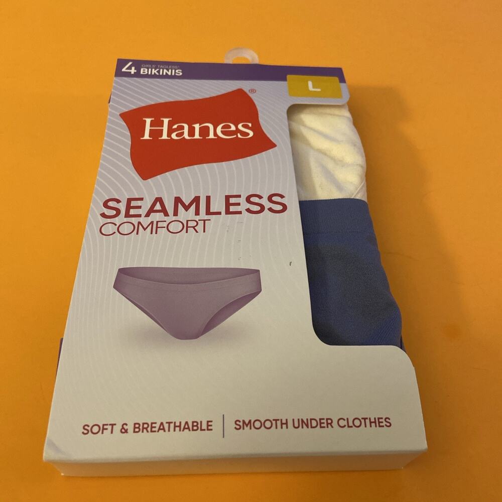 New! Hanes Womens’ Seamless Comfort Bikini 4 Pack/ Assorted Colors / Large